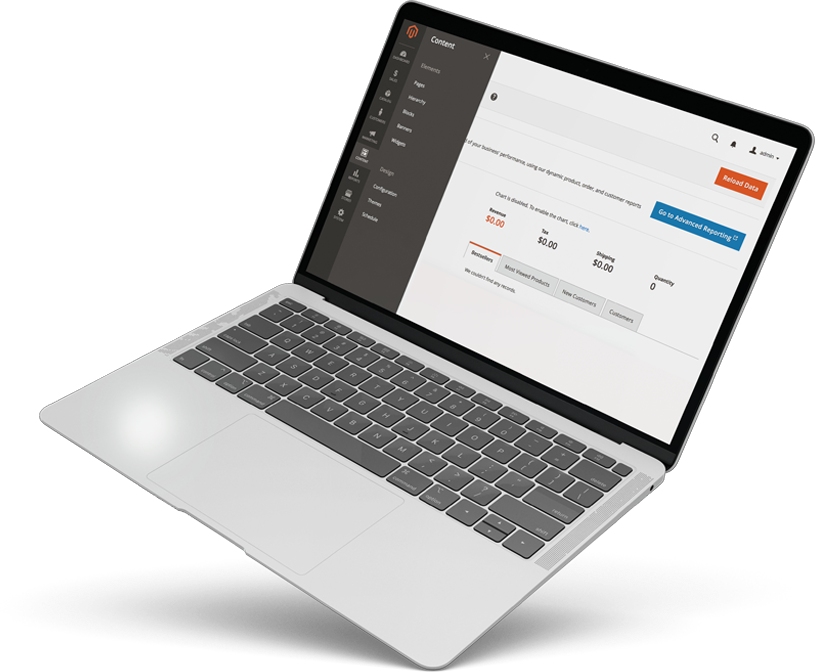 Laptop exibindo loja virtual desenvolvida com Magento pela Pentagrama